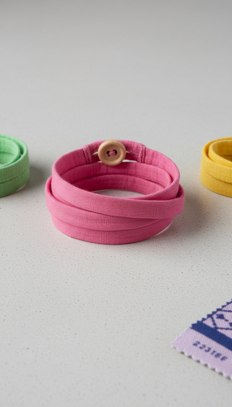 Wickelarmband aus pinkem Leinen